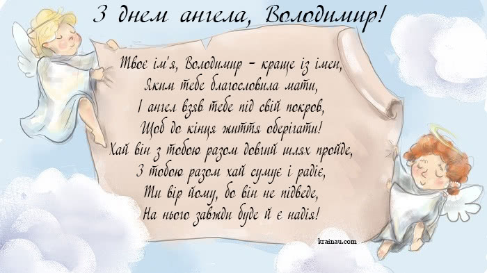Листівки з днем ангела Володимир